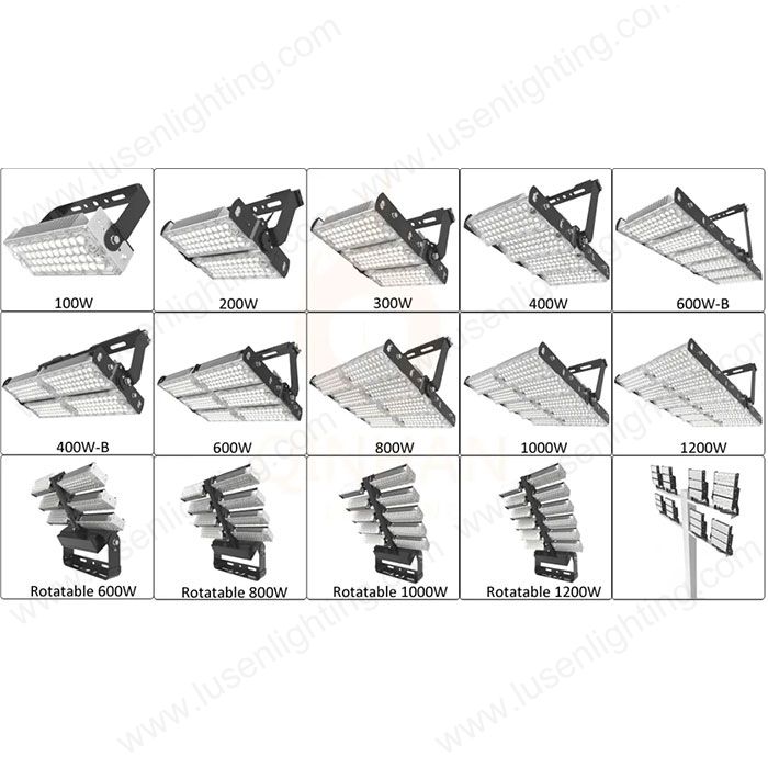 160lm/W Waterproof High Power Adjustable LED High Mast Flood Light for Outdoor Airport Stadium Lighting 100W 200W 300W 400W 600W 800W 1000W 1500W